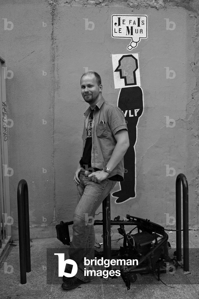 Portrait of Tim Ernst, German painter. Opening of the exhibition I write your name liberte. Traffic Gallery. Paris on 13 June 2009.