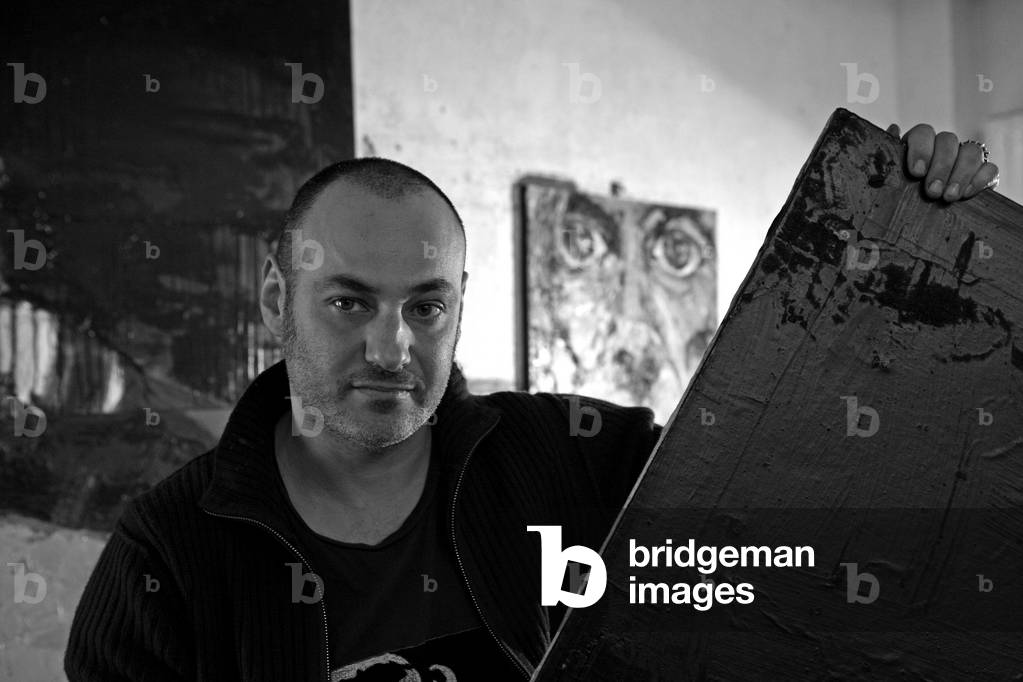 Portrait of Fred Kleinberg, French painter, in his studio in Paris in 2008.