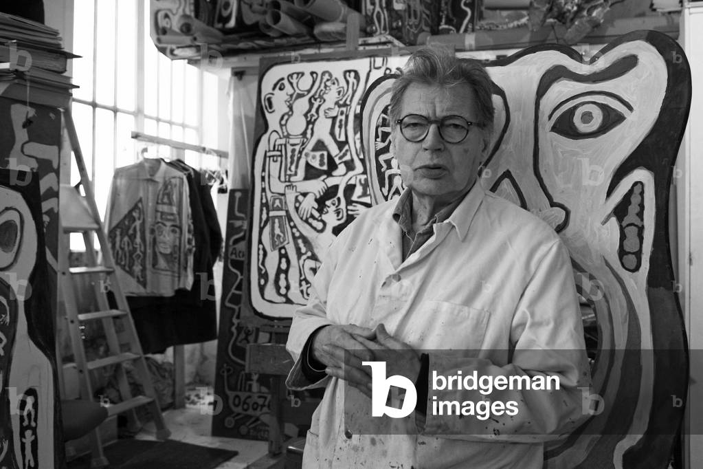 Portrait of Yvon Taillandier, French painter, in his studio in Paris in 2007.