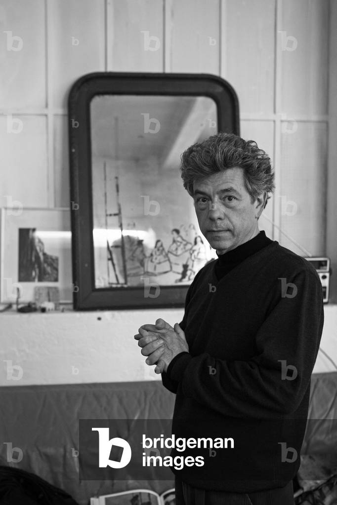 Portrait of Patrice Giorda, French painter, in his workshop in Lyon in 2008.