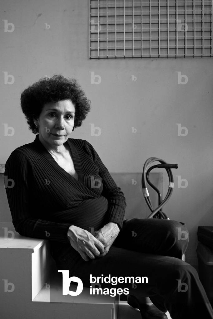 Portrait of Maria Arvelaiz-Gordon (Arvelaiz Gordon), geometric artist and constructivist, in her studio in Paris in 2008.