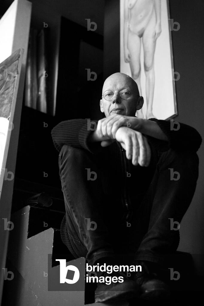 Portrait of Vincent Corpet, French painter, in his studio in Paris in 2008.