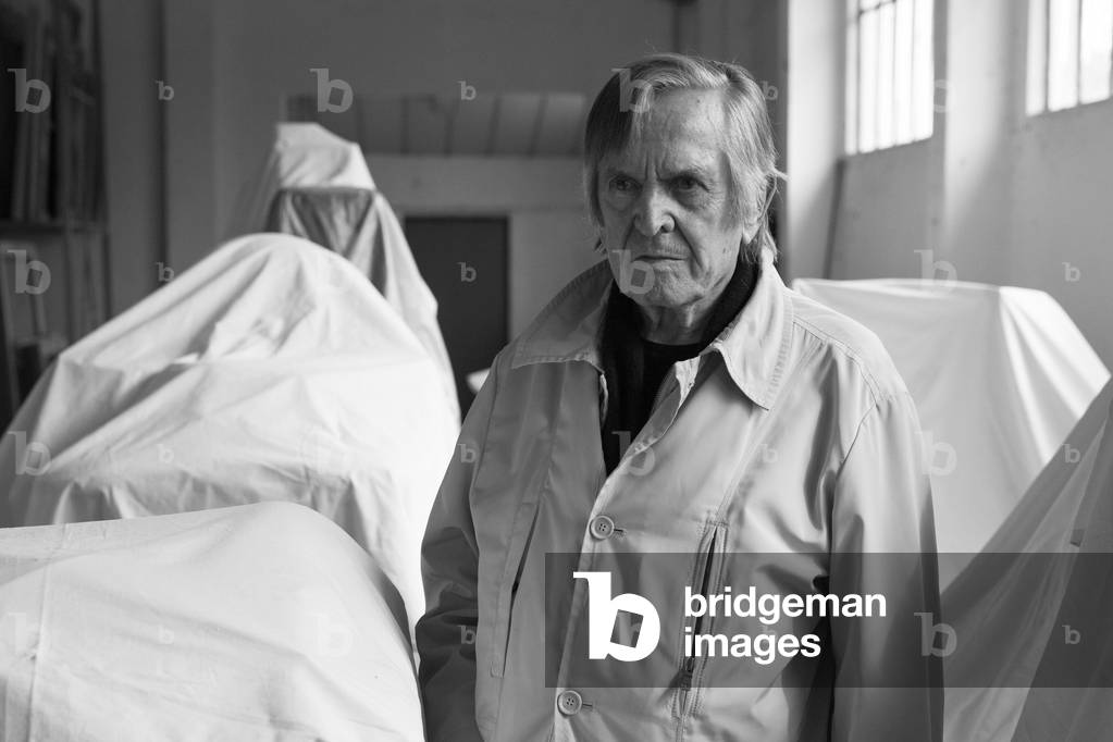 Antonio Recalcati, Italian painter. Workshop of Antonio Recalcati. Biella. Italy on October 2, 2017.