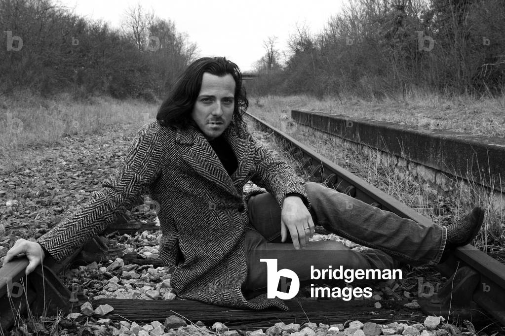 Portrait of Pascal Pillard, French painter. Gallardon Pont railway station in 2009.