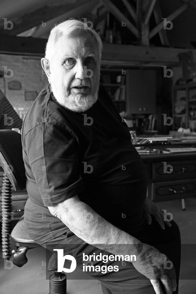 Christian Zeimert, French painter, in his workshop in Vernon on August 4, 2017.