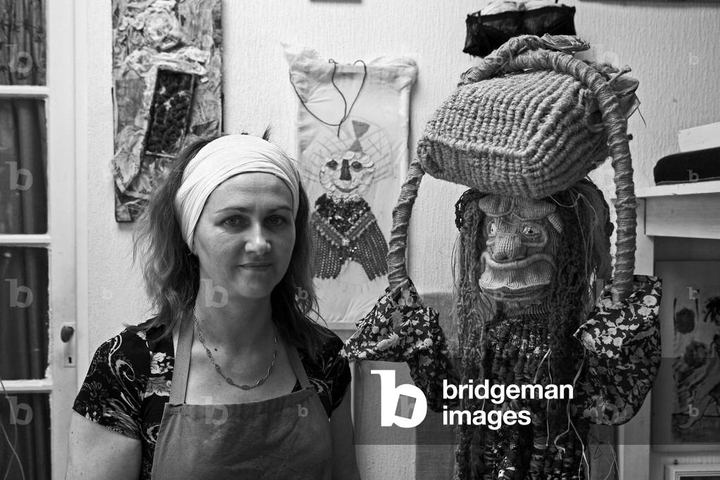 Portrait of Patricia Berquin, French artist, in her studio in Montreuil sous Bois in 2007.
