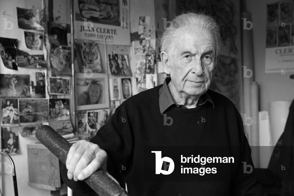 Jean Clerte, French painter, in his studio in Paris on February 22, 2018.