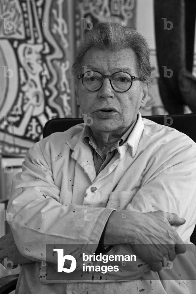 Portrait of Yvon Taillandier, French painter, in his studio in Paris in 2007.