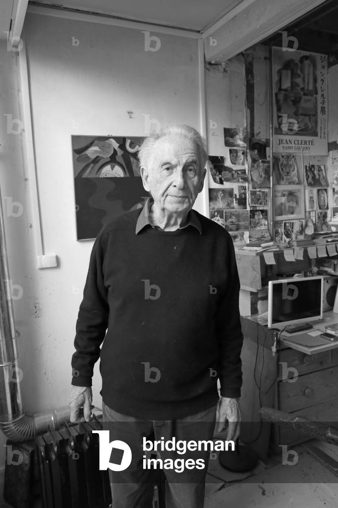 Jean Clerte, French painter, in his studio in Paris on February 22, 2018.