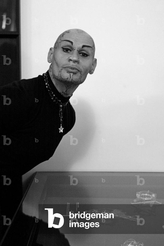 Portrait of Jean-Luc Verna (Jean Luc), French artist. Opening of the exhibition The probable fate of the man who swallow the ghost. La Conciergerie, in Paris on October 22, 2009.