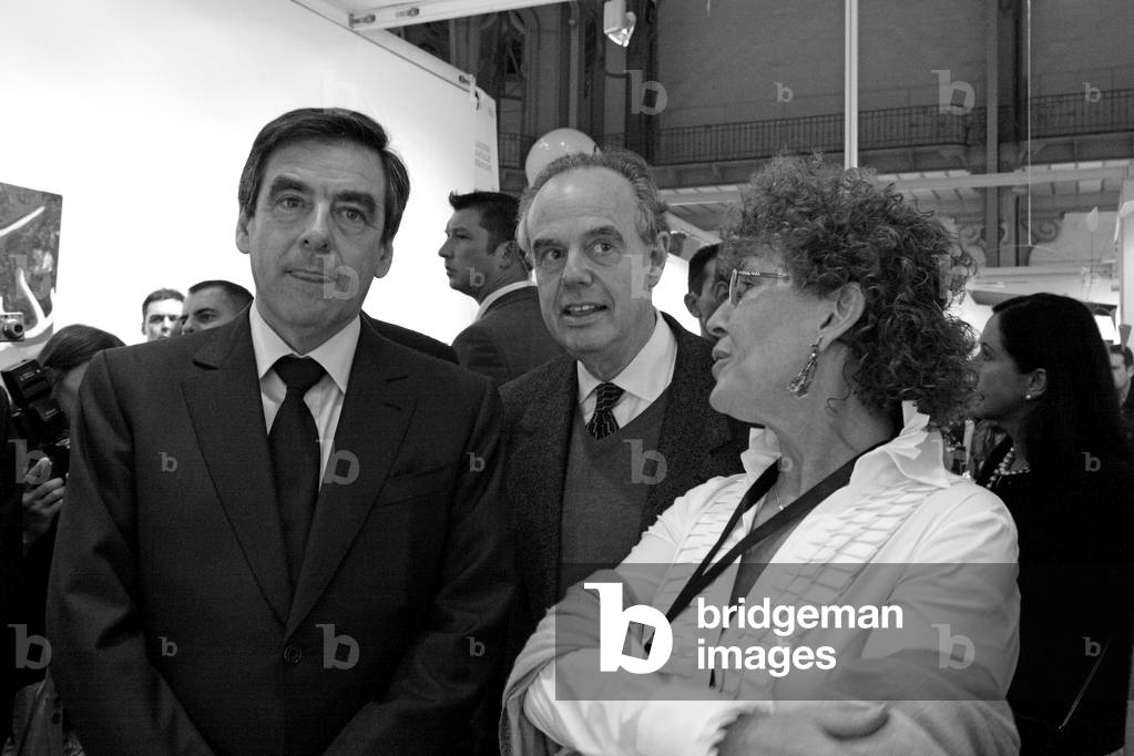 François Fillon, Prime Minister, Frederic Mitterrand, Minister of Culture and Communication, Nathalie Seroussi, gallery owner. Inauguration of the International Contemporary Art Fair (FIAC 09), Grand Palais, in Paris on 21 October 2009.