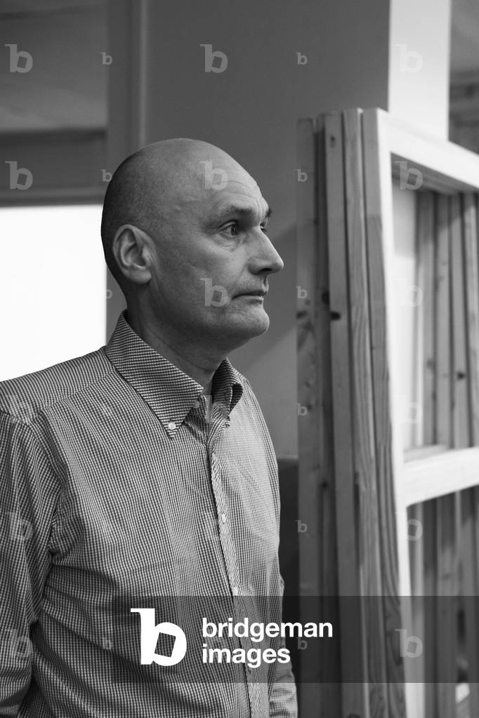 Portrait of Marc Desgrandchamps, painter, in his studio in Lyon in 2008.