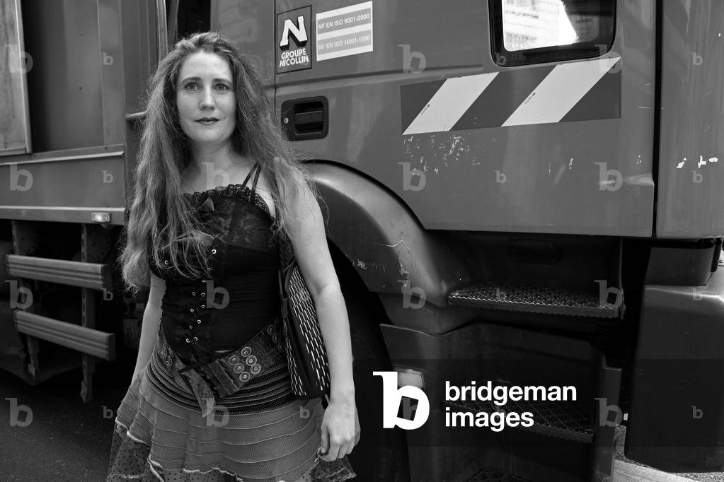 Portrait of Catherine James, French photographer. Opening of the exhibition I write your name liberte. Traffic Gallery. Paris on 13 June 2009.