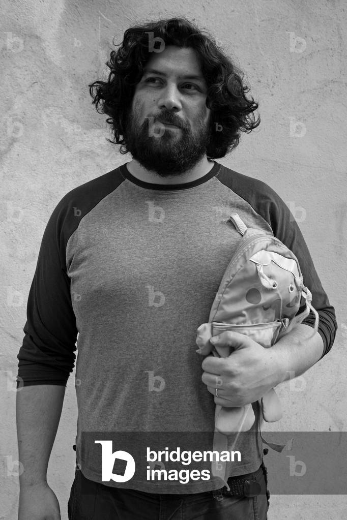 Portrait of Mariano Angelotti Notarpartolo, French painter. Opening of the exhibition I write your name liberte. Traffic Gallery. Paris on 13 June 2009.