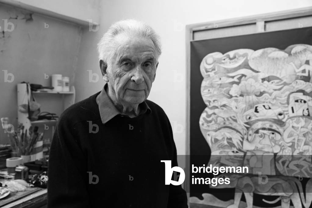Jean Clerte, French painter, in his studio in Paris on February 22, 2018.