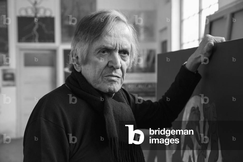 Antonio Recalcati, Italian painter. Workshop of Antonio Recalcati. Biella. Italy on October 2, 2017.