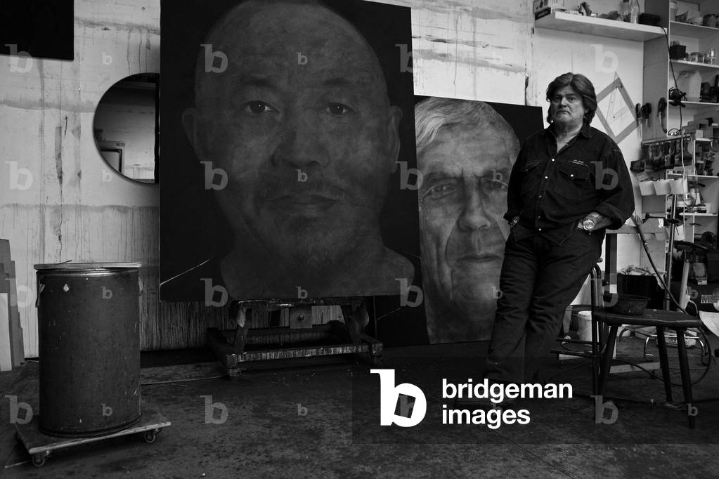 Portrait of Christophe Bonacorsi, French painter, in his studio in Montreuil in 2009.