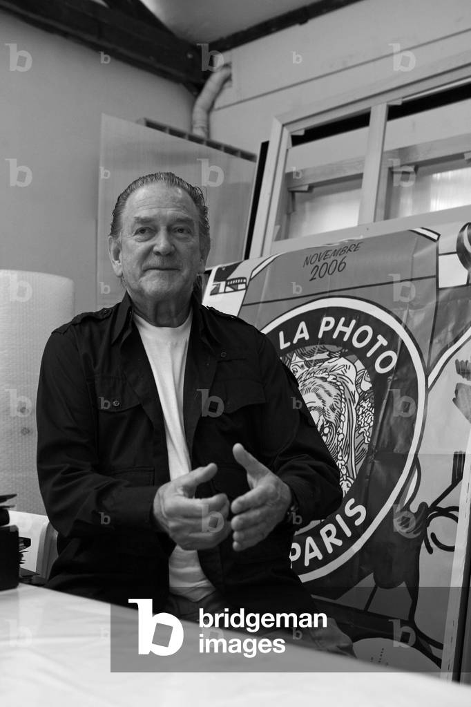 Portrait of Erro, painter, in his studio in Paris in 2008.