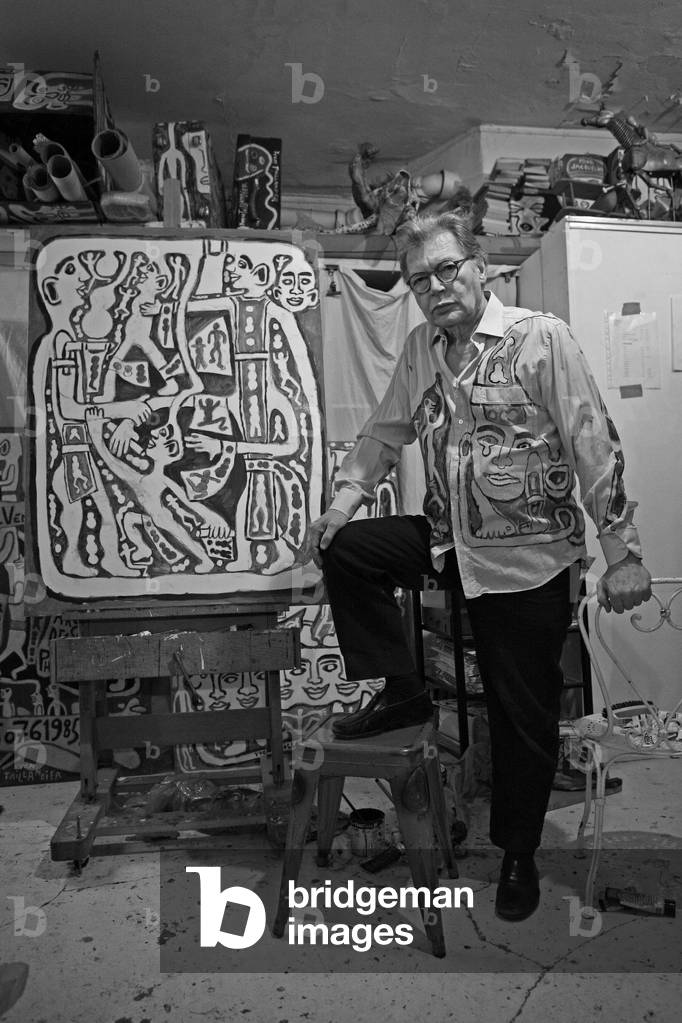 Portrait of Yvon Taillandier, French painter, in his studio in Paris in 2007.