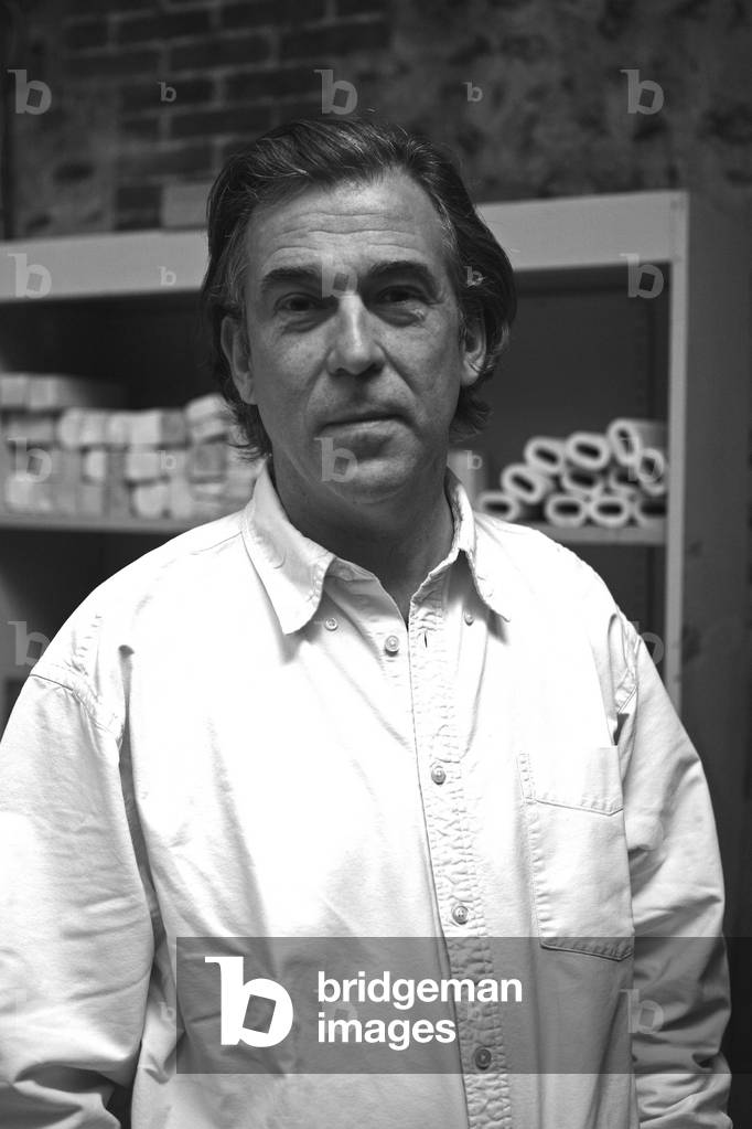 Portrait of Antoine Leperlier, French glassmaker, in his workshop in Goms en Ouche in 2008.