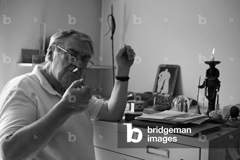 Portrait of Joel Kermarrec, French painter, in his studio in Paris in 2008.