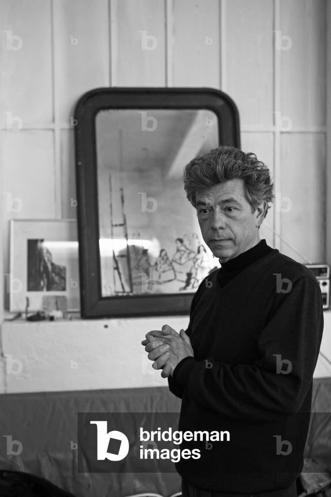 Portrait of Patrice Giorda, French painter, in his workshop in Lyon in 2008.