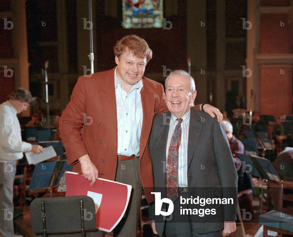 Conductor Richard Hickox with composer Malcolm Arnold