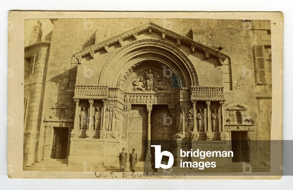 Arles, Bouches-du-Rhone (13), Provence-Alpes-Cote d'Azur, France, Facade and porch of the church of Sainte Trophine, 1860