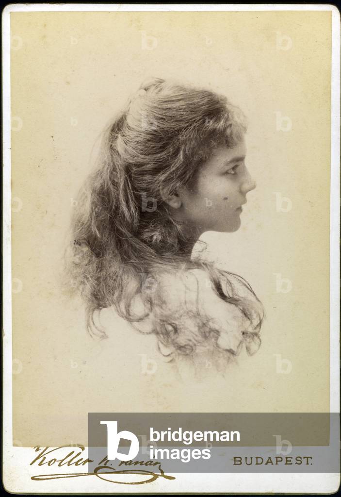 Budapest: Portrait of a young girl in profile in the studio, 1880