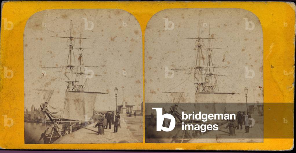 France, Pays de la Loire, Loire-Atlantique (44), Saint Nazaire: A sailboat on the pier of the port of Saint Nazaire, 1860