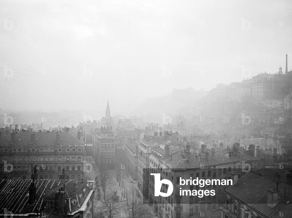 Frankreich, Rhône-Alpes, Rhone (69), Lyon: altes Lyon, Archeveche-Bezirk, altes Lyon im Nebel, 1903