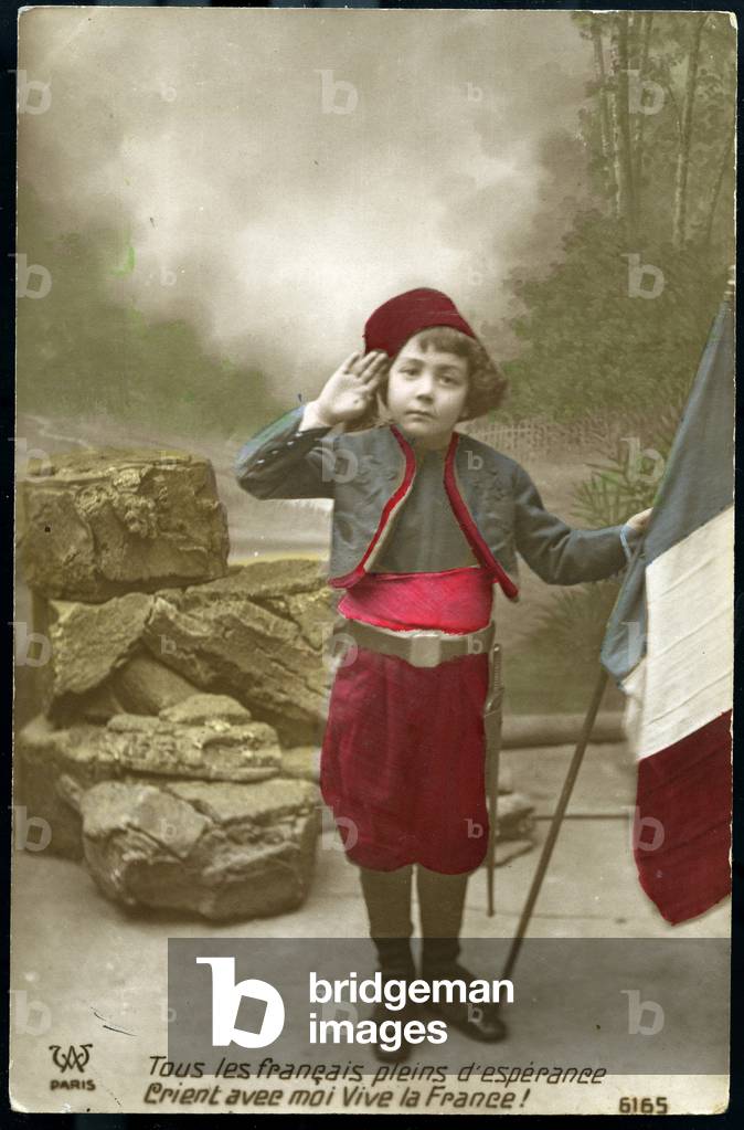 Image of First World War: France, Patriotic Map showing a young boy