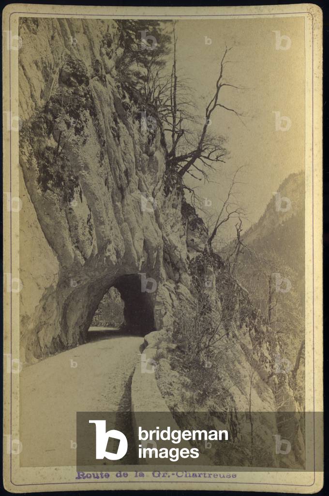 France, Rhone-Alpes, Isere (38): The road of the great chartreuse with tunnel size in rock, 1875