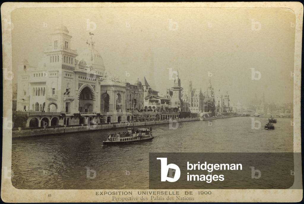 France, Ile-de-France, Paris (75): Universal Exhibition, the perspective of the Palais des Nations with the American Pavilion in the foreground, 1900