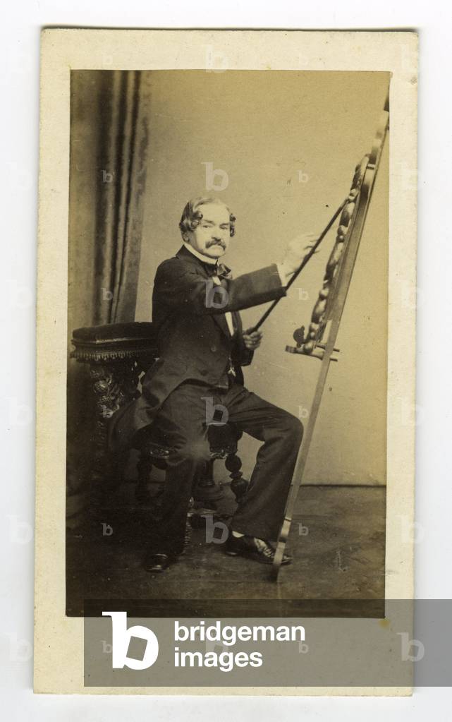 France, Photo of an amateur painter: Antoine de la Grua and Talamanca de Carini, Prince of Carini (1796-1868), Ambassador of the King of Naples to London, 1860