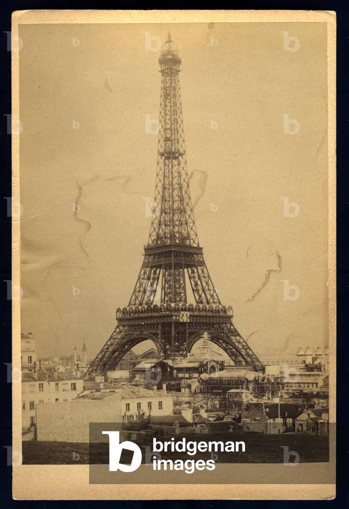 France, Ile-de-France, Paris (75): World exhibition, the Eiffel Tower seen from the Quai de Seine, 1889