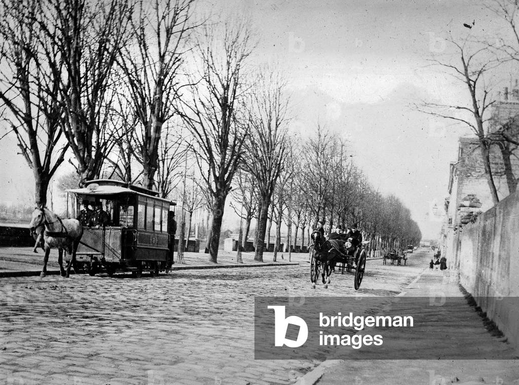 Francia, Centro, Indre-et-Loire (37), Tours: Quai Port-Bretagne con tram ippomobile e veicoli ippomobili, 1895