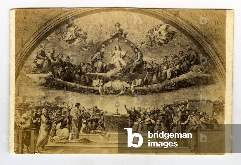 Italy, Painting of the Vatican Chapel, 1860, THE dispute of the Holy Sacrament of Raffaello Sanzio, dit Raphael (1483-1520) of the Italian Renaissance