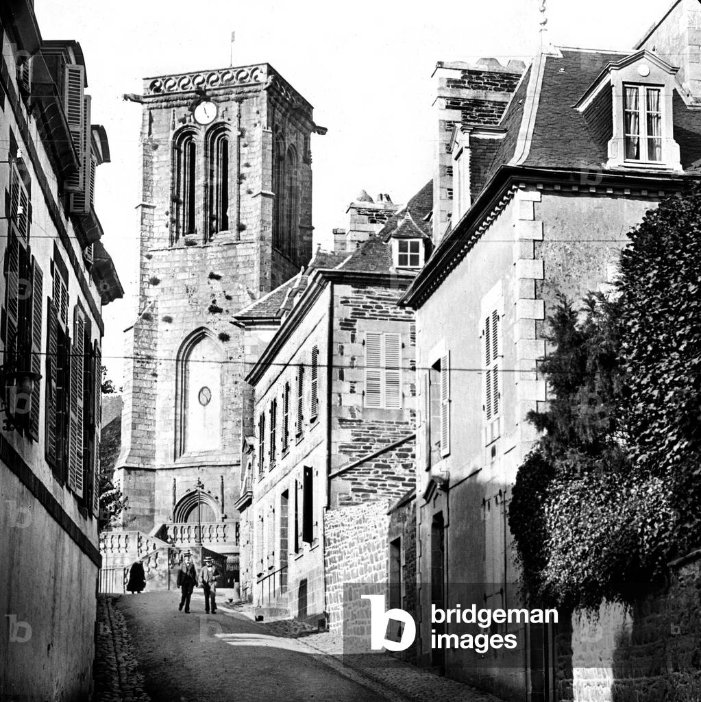France, Brittany, Cotes-d'Armor (22), Lannion: the tower of the church Saint Jean du Baly, 1900