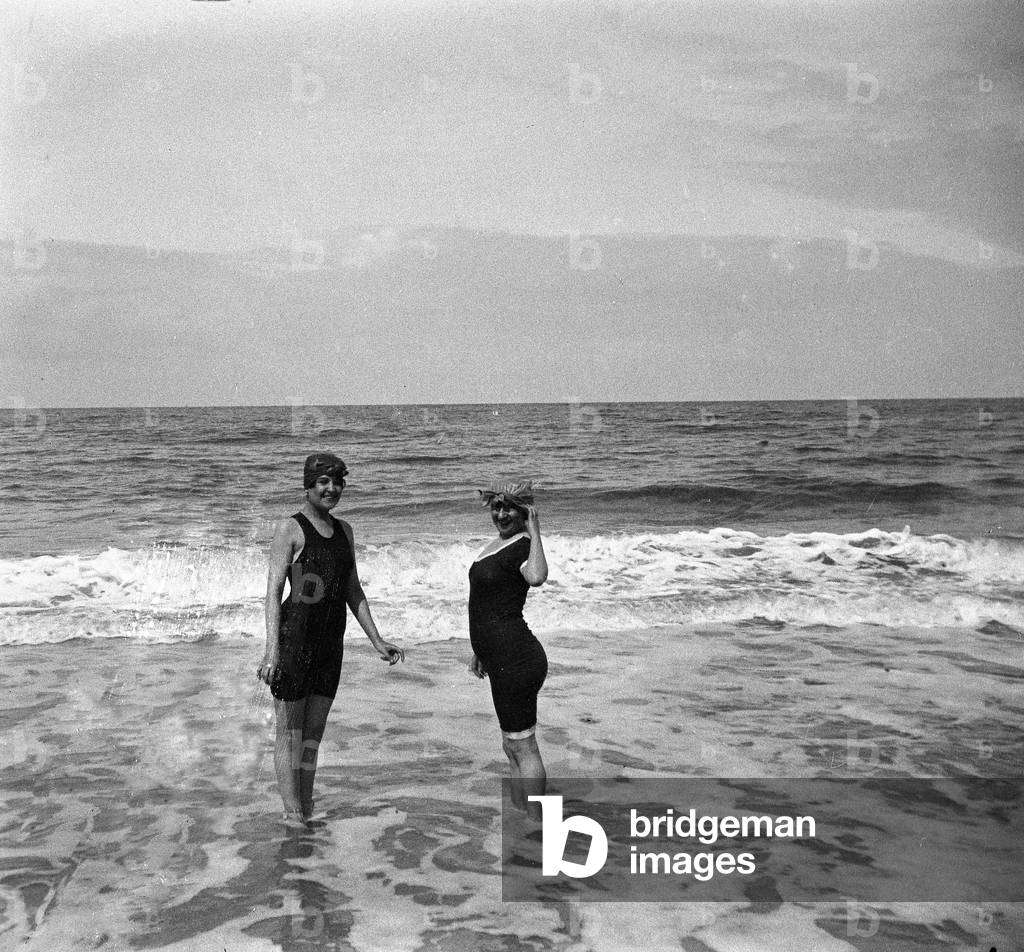France, Lower Normandy, Calvados (14), Trouville: Trouville beach with swimwear, 1900