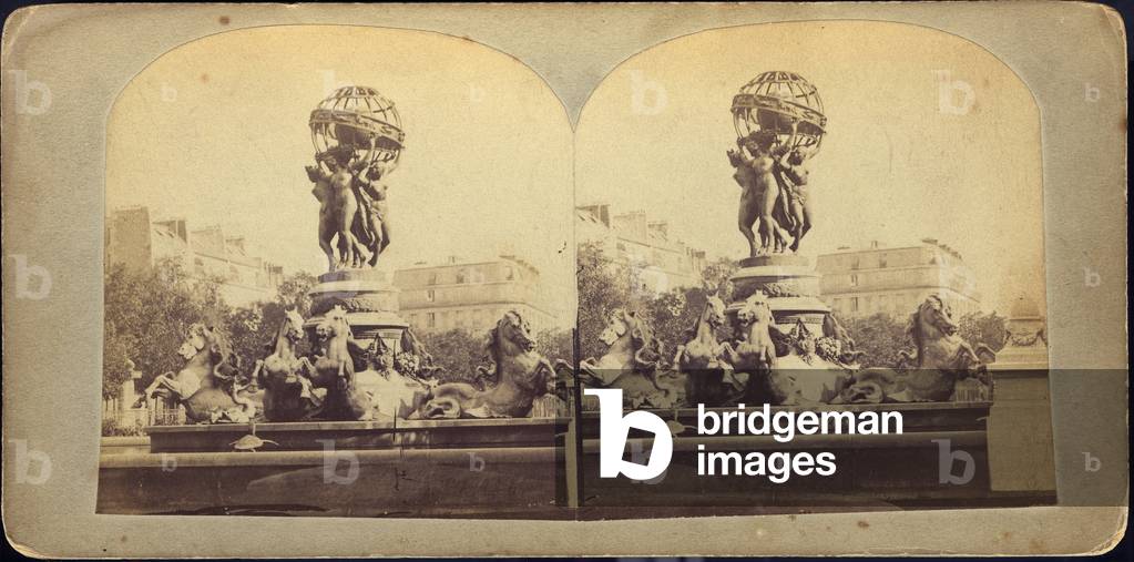 France, Ile-de-France, Paris (75): The Carpeaux Fountain (Fontaine des Quatre Parties du Monde, or Fontaine de l'Observatoire) in the Luxembourg Garden, 1870