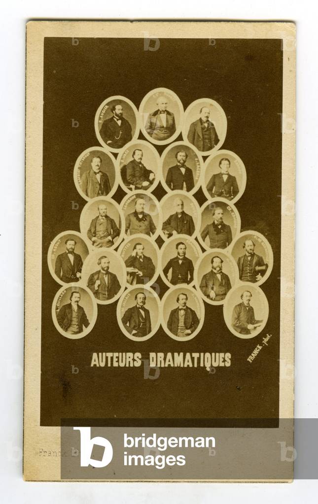 France, Mosaic Visit Card of French Drama Authors, 1865
