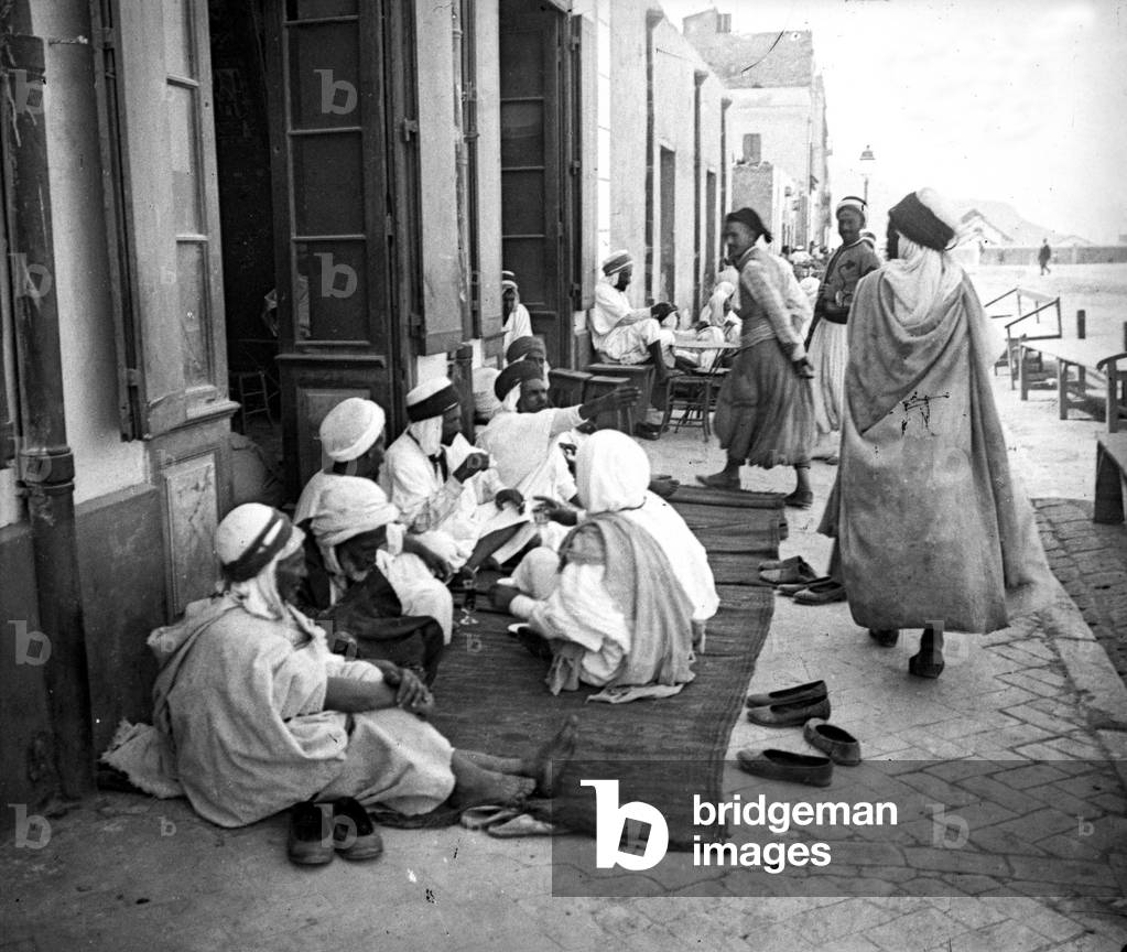 Algeria: An Arab cafe in an Algerian village, 1920