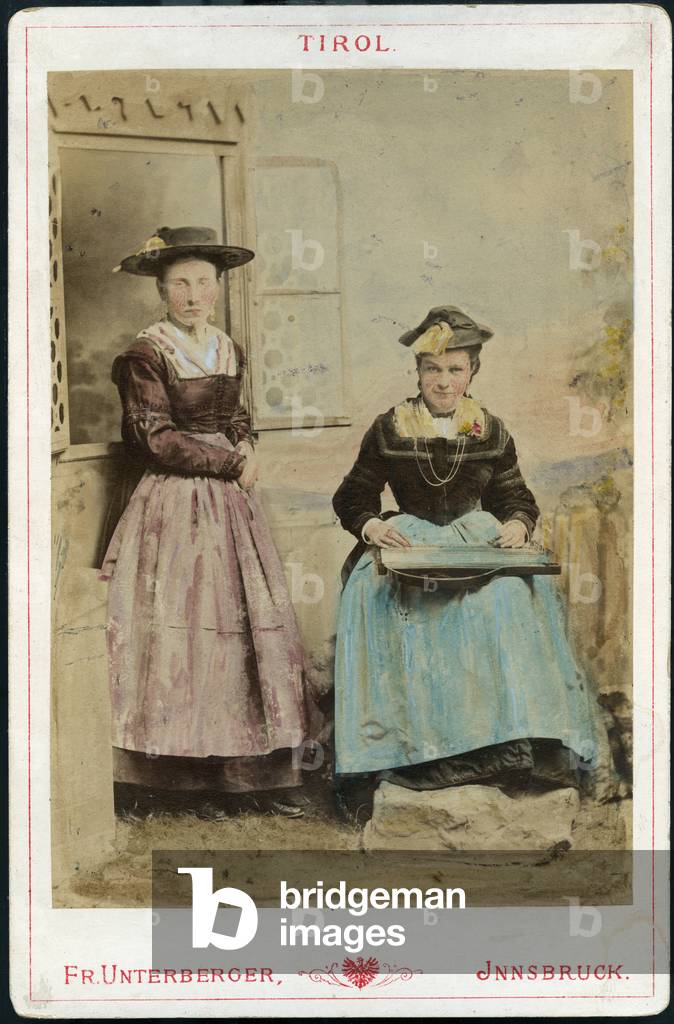 Tyrol, Innsbruck: portrait of two young women in traditional costume from Innsbruck, 1875