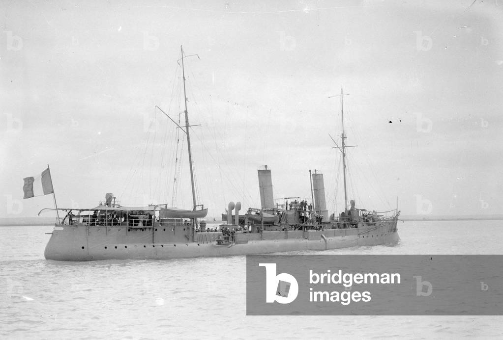 France: War boat along the coast of Brittany, 1900