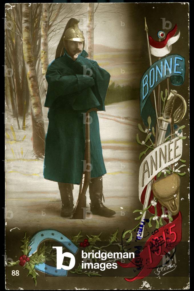 Premiere guerre mondiale - guerre 14-18 (1914-1918) - World War I (WWI or WW1) : France, Carte de voeux montra