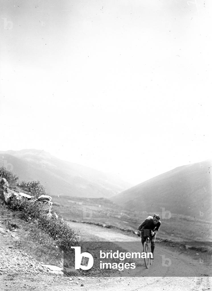 France, Auvergne: A lone runner climbs a pass of Auvergne, 1905