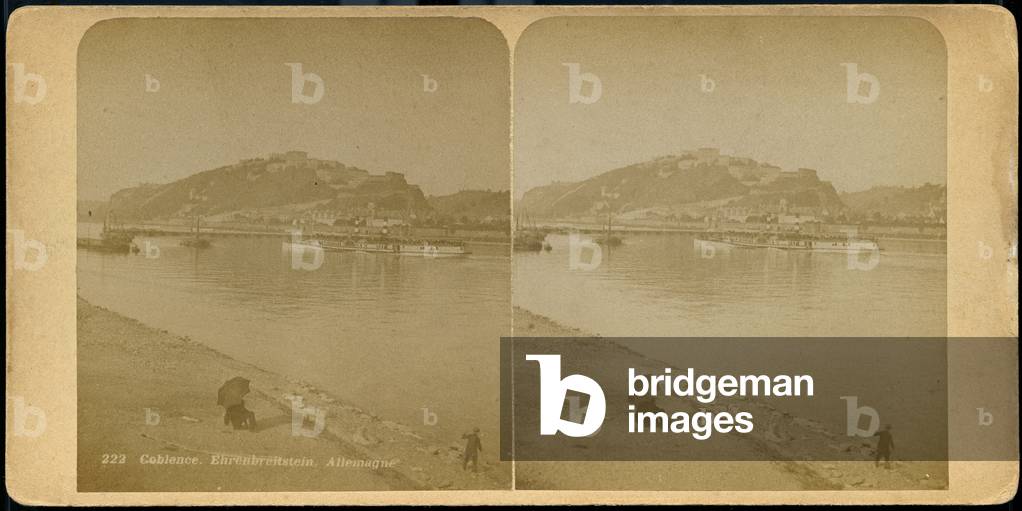 Germany, Koblenz: Ehrenbreitsein, a cruise on the Rhine, 1880 - a.c champagne photography, 180 rue de rivoli, paris
