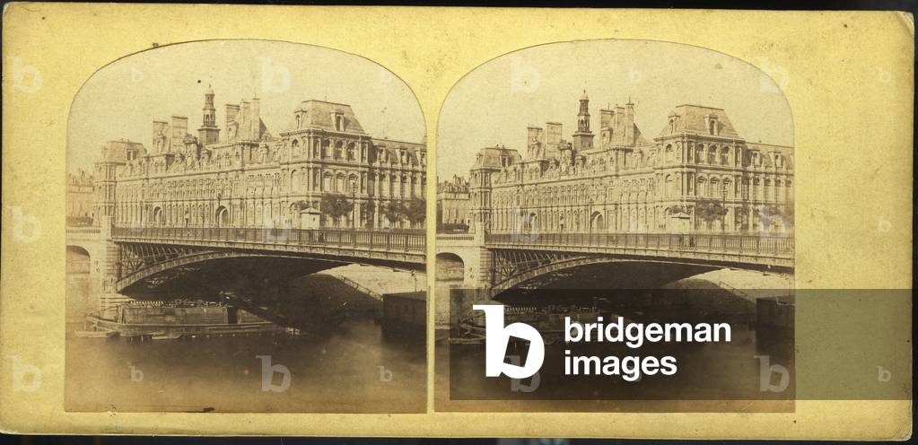 France, Ile-de-France, Paris (75): The City Hall of Paris before its destruction, 1870