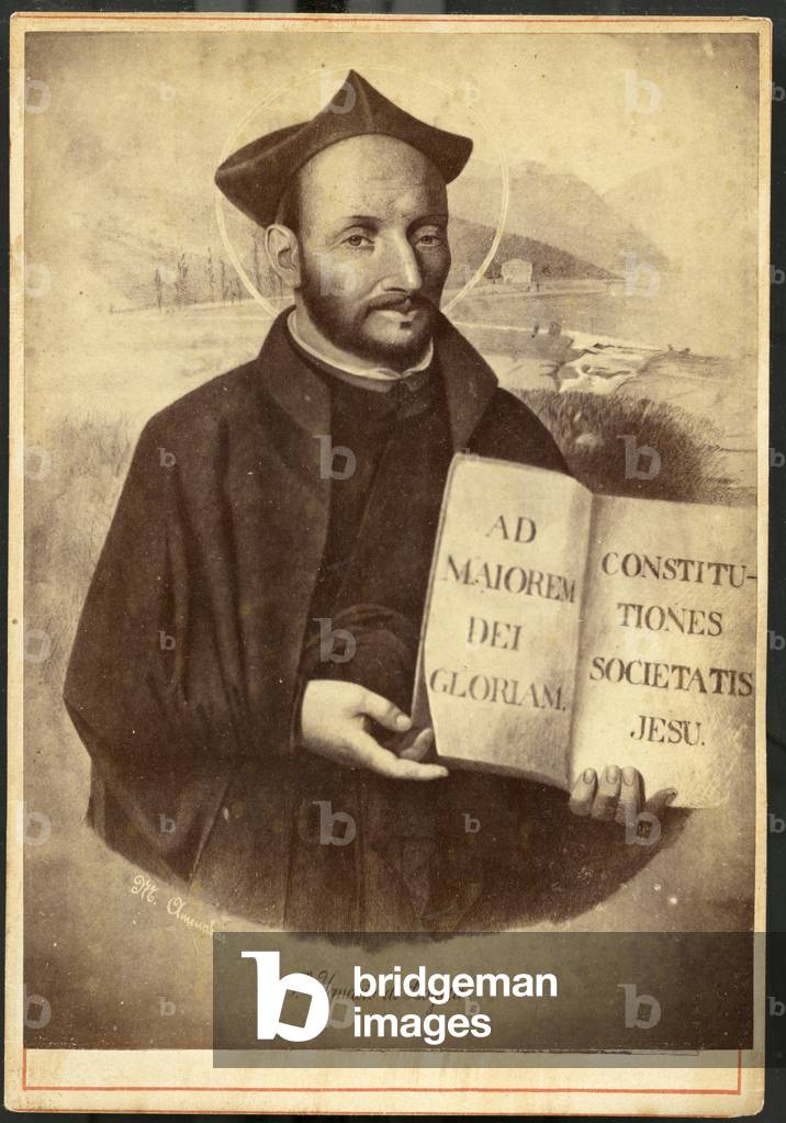 Azpeitia: Painted portrait of Saint Ignatius of Loyola, founder of the Society of Jesus and the Jesuites, 1875